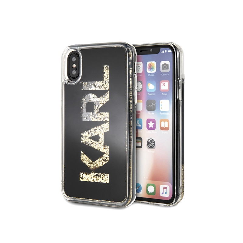 Kryt Karl Lagerfeld KARL LOGO Glitter pro iPhone X/Xs - černý