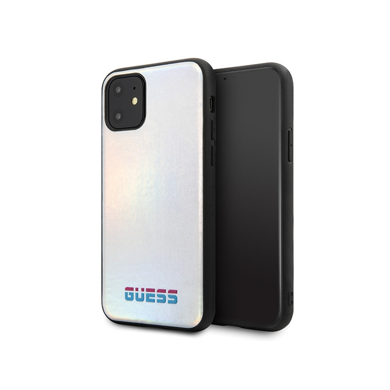 Kryt Guess IRIDESCENT pro iPhone 11 Pro Max - stříbrná/ stříbrná s duhovým efektem