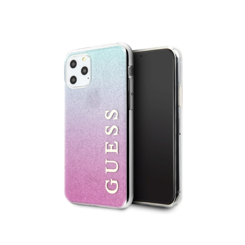Kryt Guess GUHCN65PCUGLPBL pro iPhone 11 Pro Max - růžová/modrá (Glitter Gradient)