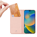 DUX DUCIS SkinPro kryt typu kniha pro iPhone 14 Pro, růžovo-zlatý