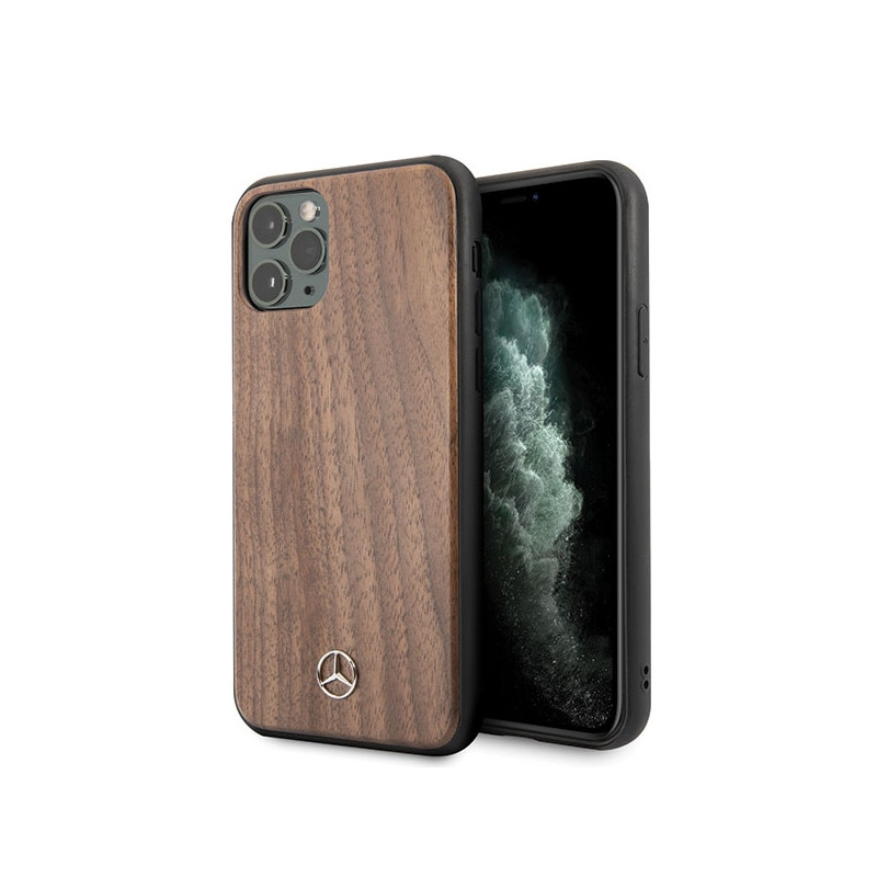 Kryt Mercedes WOOD LINE Walnut pro iPhone 11 Pro Max - hnědý
