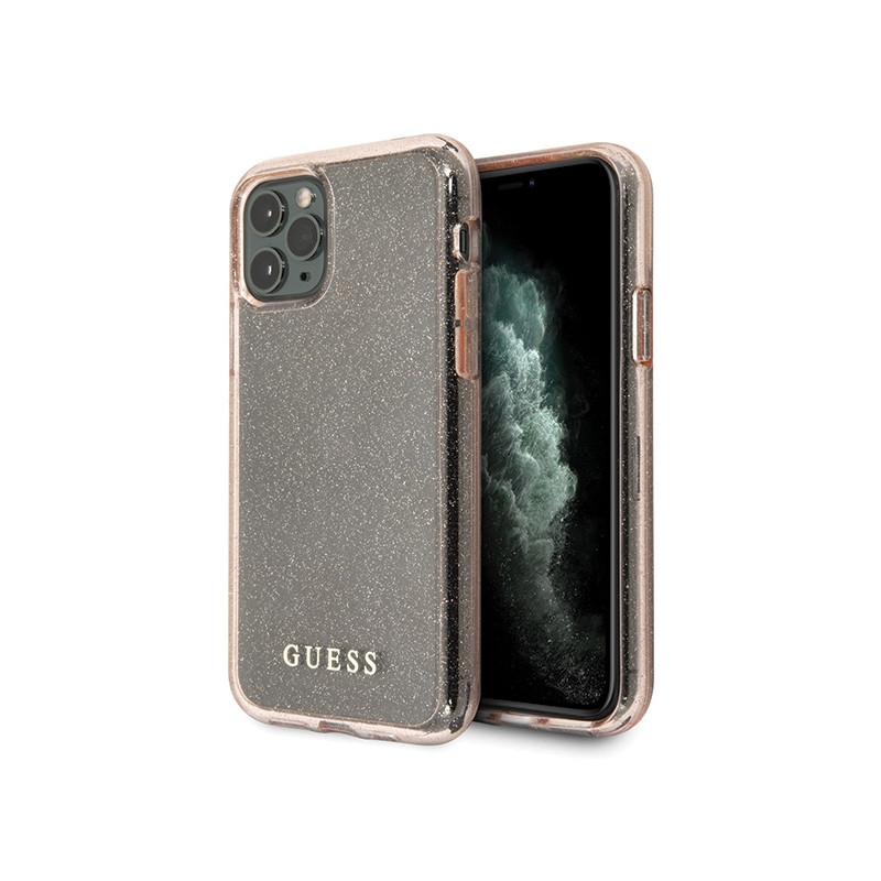 Kryt Guess GUHCN65PCGLPI pro iPhone 11 Pro Max - růžová/růžova s glitry