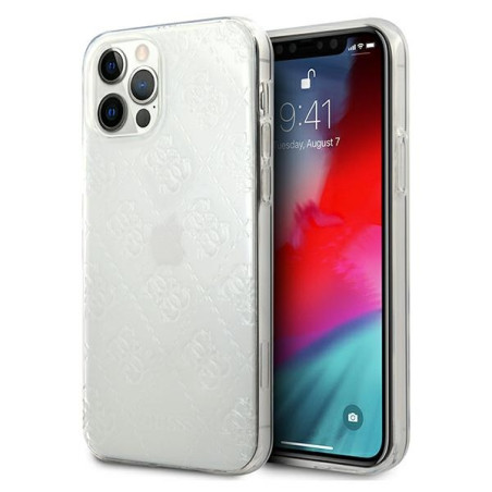Kryt Guess 4G 3D Pattern iPhone 12/12 Pro – transparentní