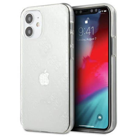 Kryt Guess 4G 3D Pattern pro iPhone 12 mini - transparent