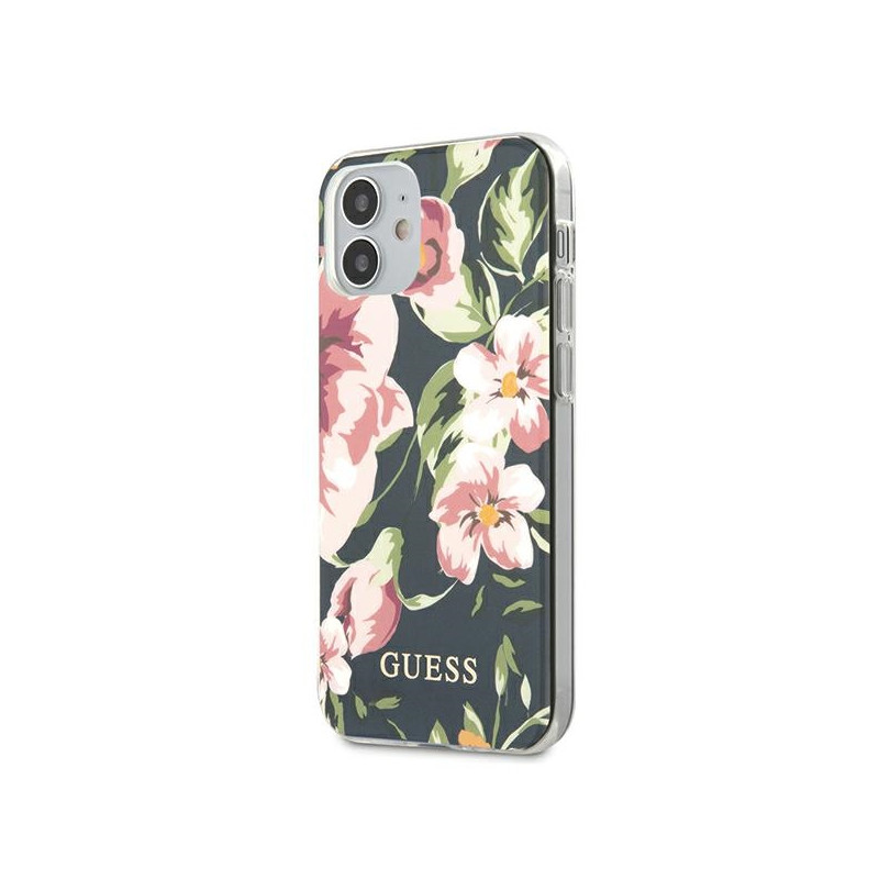 Kryt Guess Flower Collection pro iPhone 12 mini 5,4" - navy/navy N°3