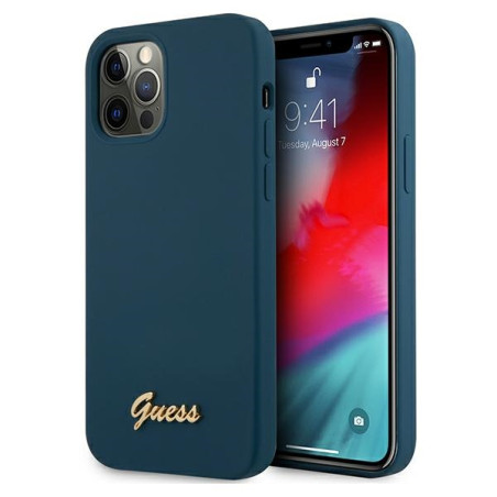 Kryt Guess Silicone Vintage pro iPhone 12 Pro Max - modrá