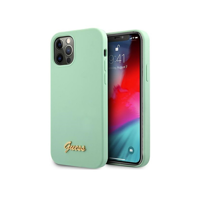 Kryt Guess Metal Logo Script Case pro iPhone 12 Pro Max - zelená