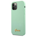 Kryt Guess Metal Logo Script Case iPhone 12 Pro Max zelená