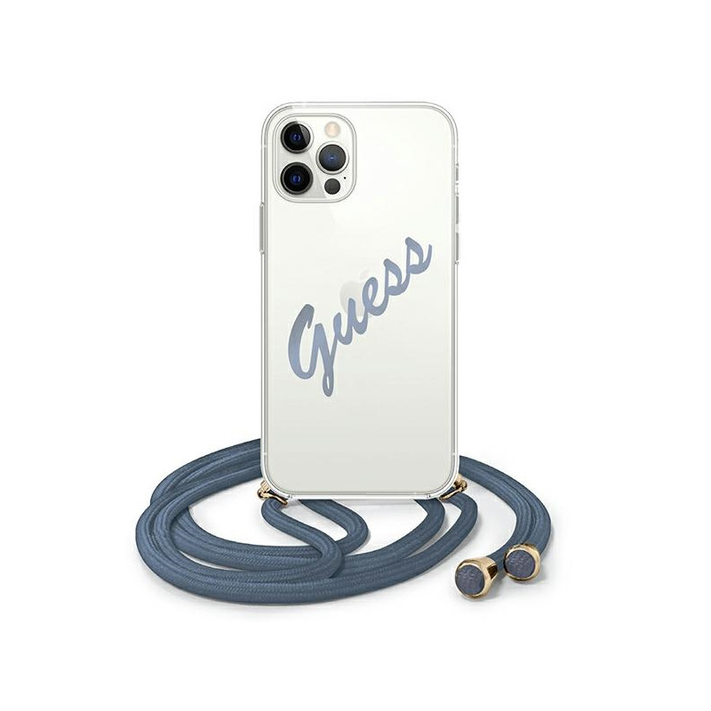 Kryt Guess GUHCP12MCRTVSBL pro iPhone 12/12 Pro - modrá/transparent