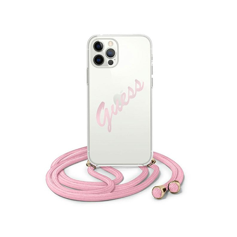 Kryt Guess GUHCP12MCRTVSPI pro iPhone 12/12 Pro - růžová/průhledná