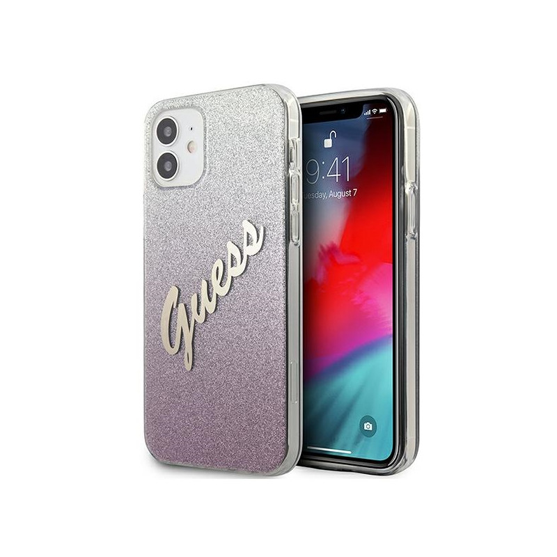 Kryt Guess GUHCP12SPCUGLSPI pro iPhone 12 mini - pink (glitter gradient hardcase)
