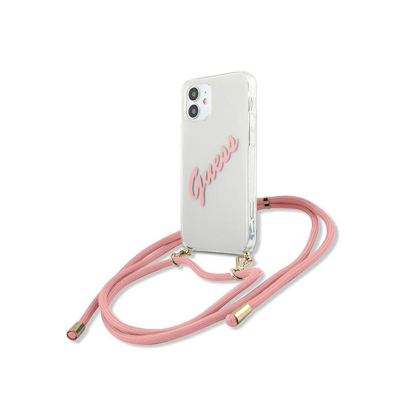 Kryt Guess GUHCP12SCRTVSPI pro iPhone 12 mini - růžová/transparentní