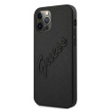 Kryt Guess Saffiano Vintage Script pro iPhone 12 Pro Max - černý