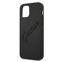 Kryt Guess Saffiano Vintage Script pro iPhone 12 Pro Max - černý