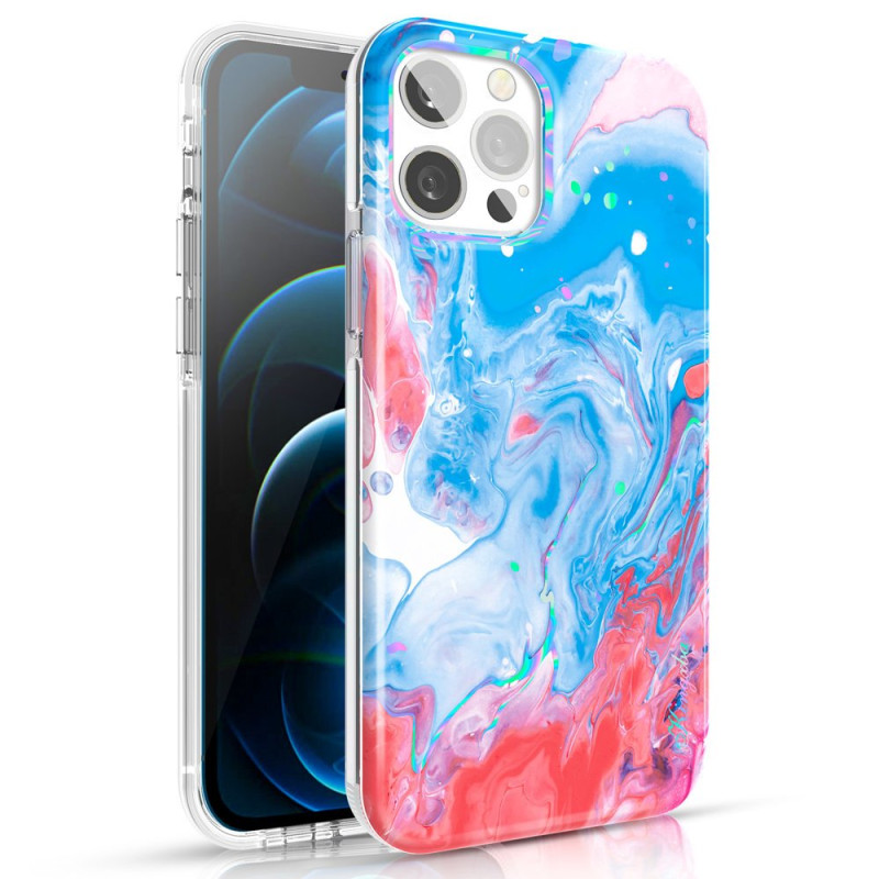Kryt Kingxbar Watercolor pro iPhone 12 Pro Max - blue-pink