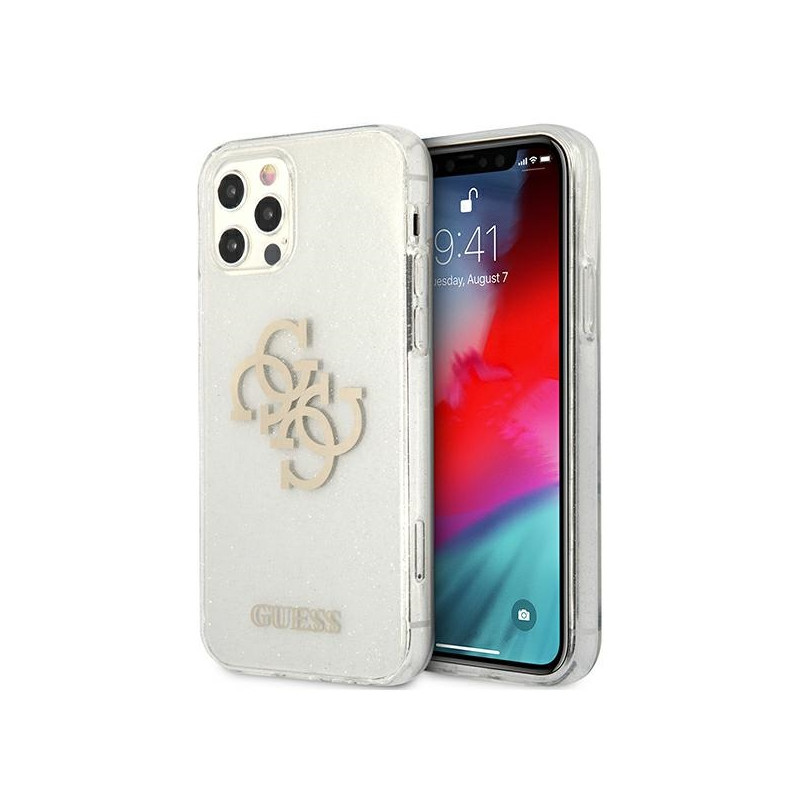 Kryt Guess GUHCP12LPCUGL4GTR pro iPhone 12 Pro Max - transparentní (Glitter 4G Big Logo)