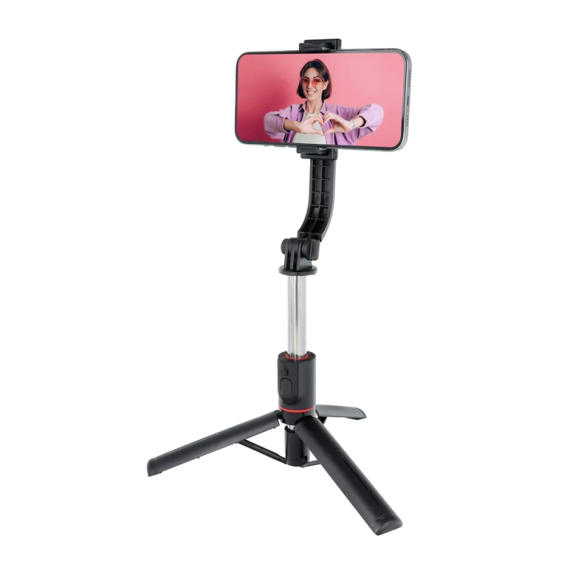 AG PREMIUM SSTR-L13 Extra dlouhá selfie teleskopická tyč s tripodem a Bluetooth, délka 21-113cm, černá
