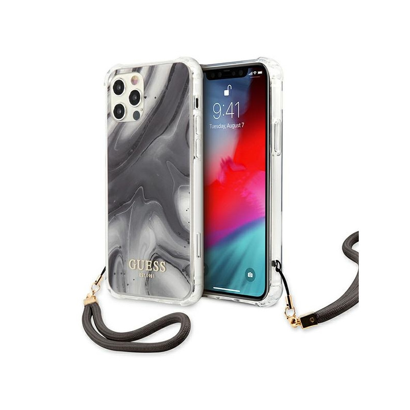 Kryt GUESS MARBLE COLLECTION pro iPhone 12 / iPhone 12 Pro - šedý