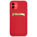 Pouzdro Hurtel Card Case Silicone Wallet iPhone 12 Pro - červené
