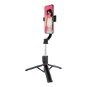AG PREMIUM SSTR-L13 Extra dlouhá selfie teleskopická tyč s tripodem a Bluetooth, délka 21-113cm, černá