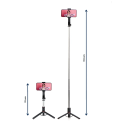 AG PREMIUM SSTR-L13 Extra dlouhá selfie teleskopická tyč s tripodem a Bluetooth, délka 21-113cm, černá