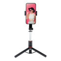 AG PREMIUM SSTR-L13 Extra dlouhá selfie teleskopická tyč s tripodem a Bluetooth, délka 21-113cm, černá