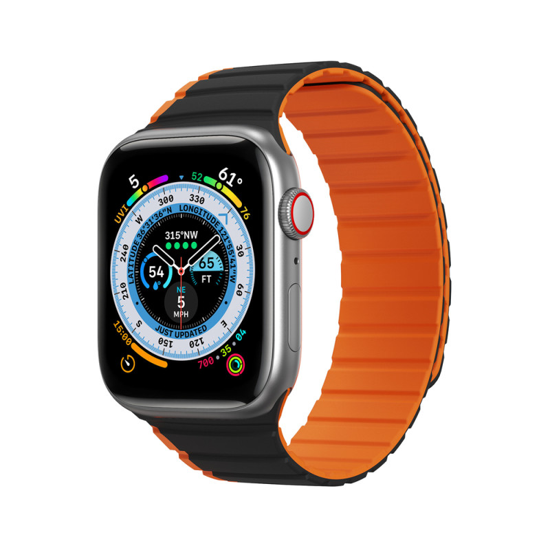 DUX DUCIS Strap LD Magnetický silikonový řemínek pro Apple Watch 38/40/41, černo-oranžový