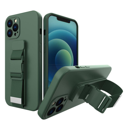 Kryt Hurtel s lanyardem iPhone 12 mini – tmavě zelený