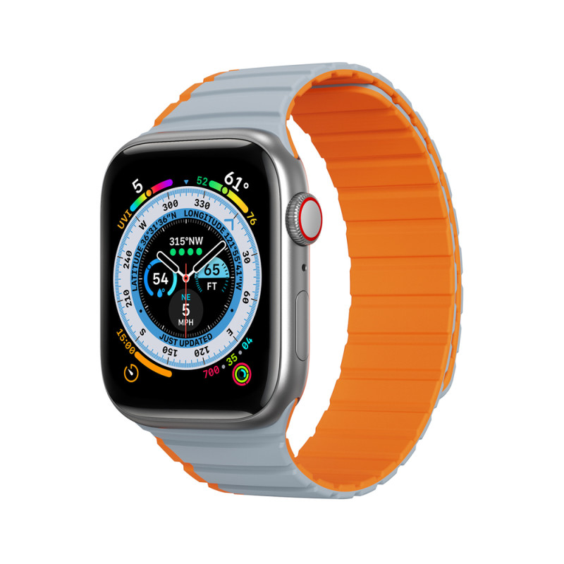 DUX DUCIS Strap LD Magnetický silikonový řemínek pro Apple Watch 38/40/41, šedo-oranžový