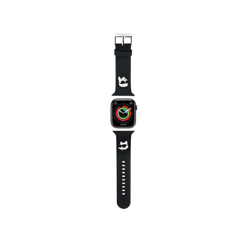 Řemínek Karl Lagerfeld 3D RUBBER KAL&CHOU PETTE HEADS pro Apple Watch 42/44/45/49mm - černý