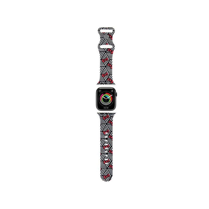 Řemínek Hello Kitty SILICONE BOWS & STRIPES pro Apple Watch 38/40/41mm - černý