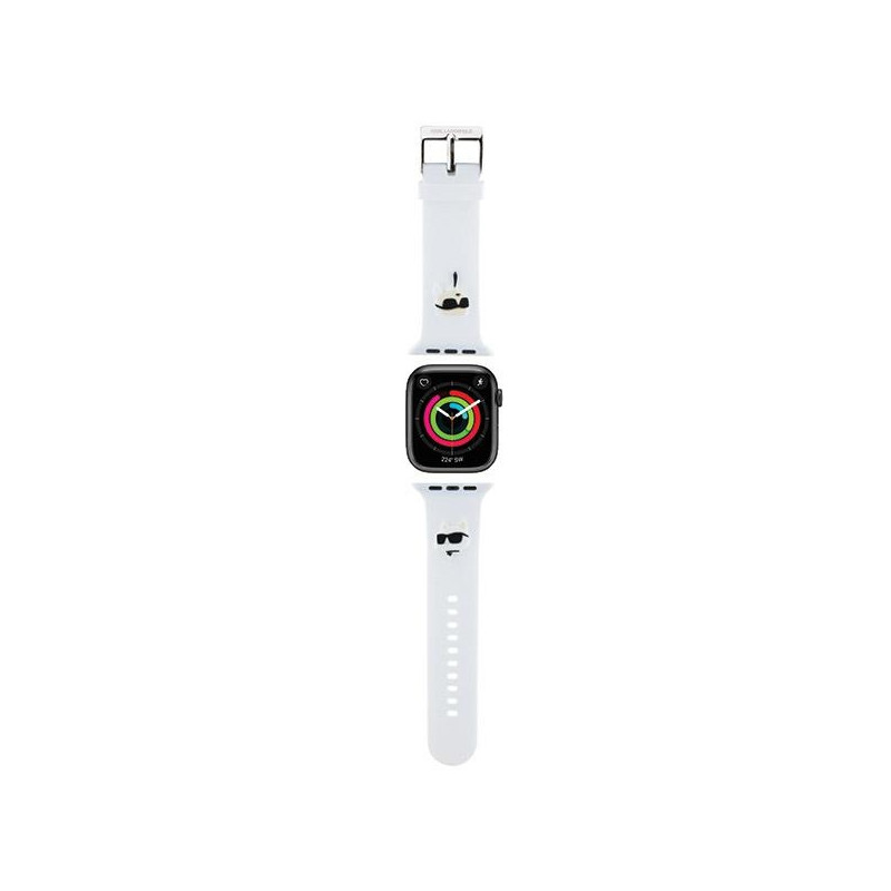 Řemínek Apple Watch Karl Lagerfeld 3D Rubber Karl&Choupette Heads pro Apple Watch 38/40/41mm - bílý