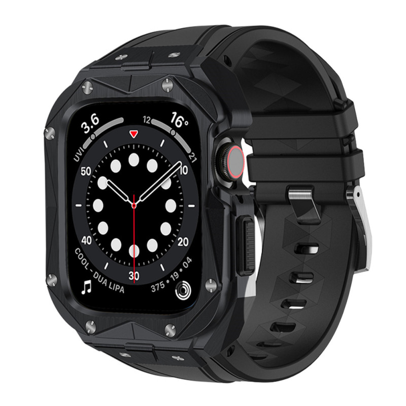 Řemínek Kingxbar CYF140 2v1 pro Apple Watch 9/8/7 (45 mm) - černý