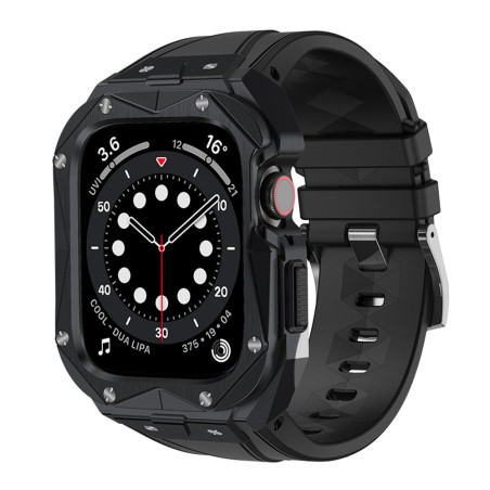 Řemínek Kingxbar CYF140 2v1 pro Apple Watch 45 mm - černý