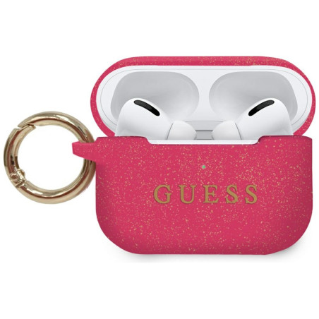 Kryt Guess Silicone Glitter pro AirPods Pro - růžový glitter