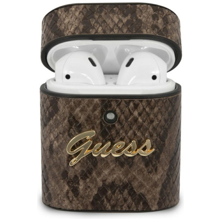 GUESS pouzdro GUACA2PUSNSMLBR pro AirPods 1/2 – hnědá