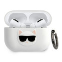 Pouzdro Karl Lagerfeld Choupette Silicone pro AirPods Pro - bílá