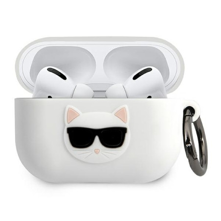 Pouzdro Karl Lagerfeld Choupette Silicone pro AirPods Pro - bílá
