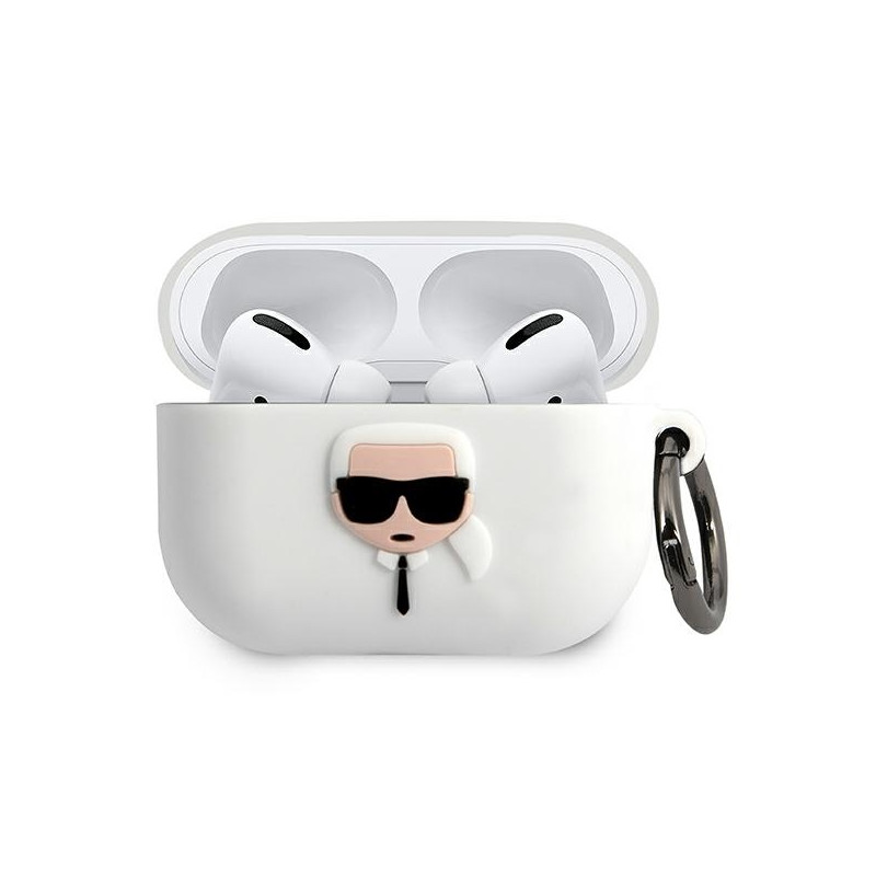 Kryt Karl Lagerfeld KLACAPSILGLWH pro AirPods Pro - bílá