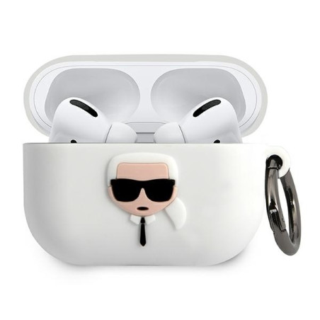 Kryt Karl Lagerfeld KLACAPSILGLWH pro AirPods Pro - bílá