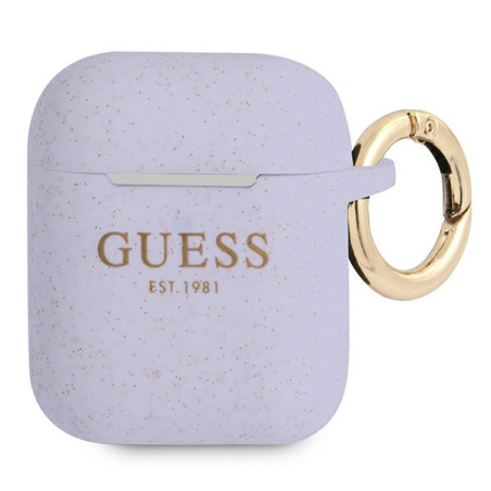 Kryt Guess GUA2SGGEU pro AirPods 1/2 - fialová glitter