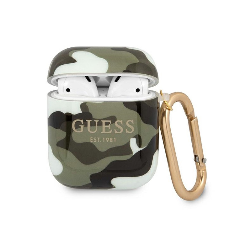 Pouzdro Guess GUA2UCAMA pro Apple AirPods - zelená/khaki camo
