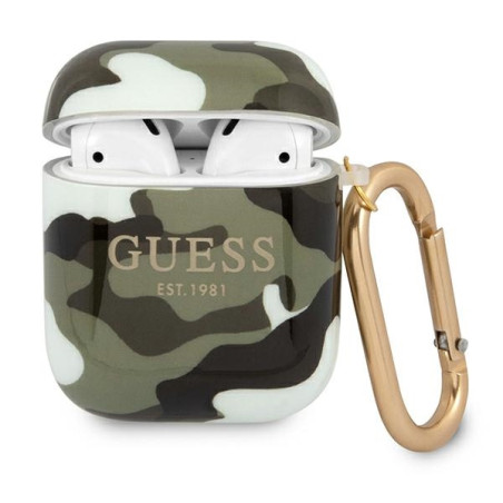 Pouzdro Guess GUA2UCAMA pro Apple AirPods – zelená camo