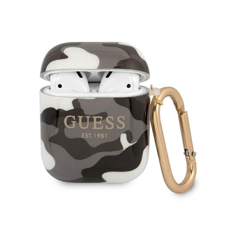 Pouzdro/ Kryt Guess GUA2UCAMG pro Apple AirPods 1/2 Gen - černá/black camo