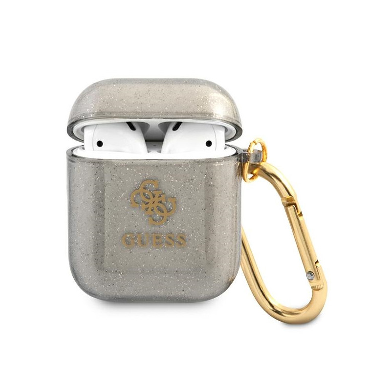 Kryt Guess GUA2UCG4GK pro Apple AirPods 1/2 gen. - černá/černý glitter