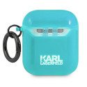 Pouzdro Karl Lagerfeld CHOUPETTE HEAD pro AirPods 1/2 - modré
