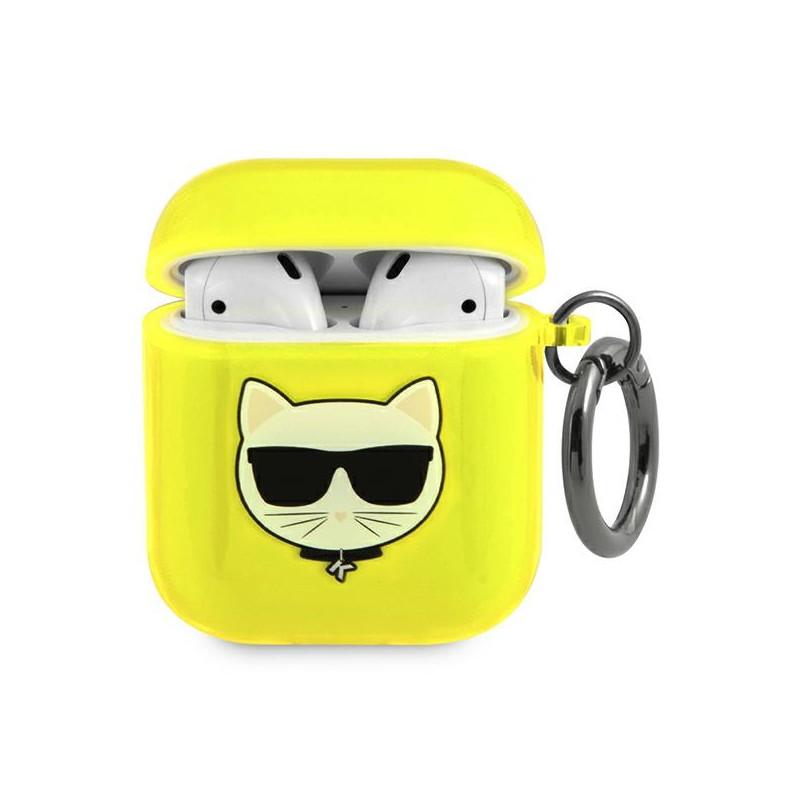 Pouzdro Karl Lagerfeld CHOUPETTE HEAD pro AirPods 1/2 - žluté