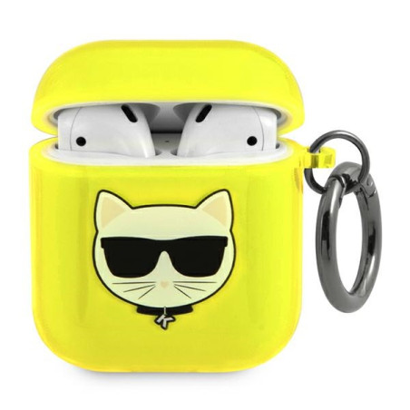 Pouzdro Karl Lagerfeld CHOUPETTE HEAD pro AirPods 1/2 - žluté