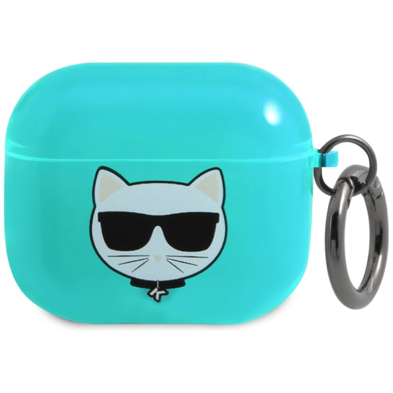 Pouzdro Karl Lagerfeld CHOUPETTE HEAD pro AirPods 3 - modré