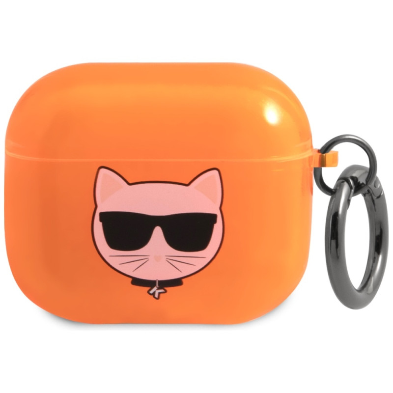 Pouzdro Karl Lagerfeld CHOUPETTE HEAD pro AirPods 3 - oranžová